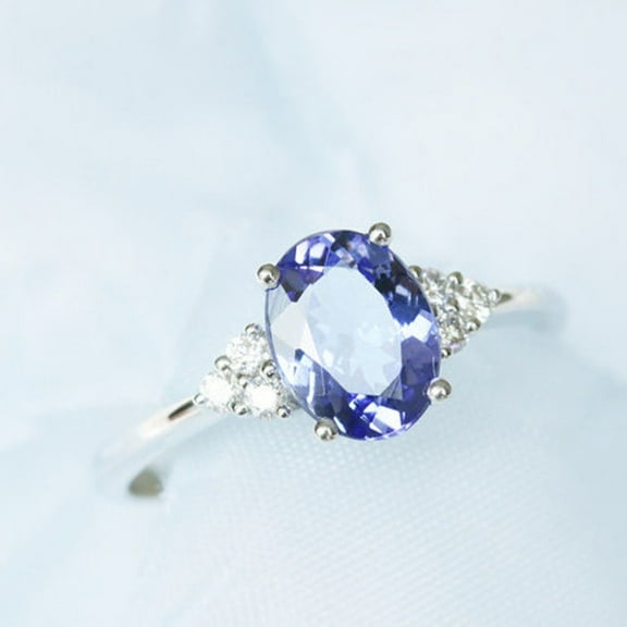 Natural Blue Tanzanite 925 Sterling Silver Ring,Engagemant Ring, Birthstone Rings for Women, Gift For Her