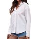thumbnail image 1 of Blusa holgada Manga larga Sin espalda Color puro Cuello en V Camisa casual de moda para mujer Blanco S, 1 of 6