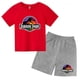 thumbnail image 3 of Conjunto de 2 piezas de camiseta y pantalones cortos con estampado de dinosaurio de Jurassic Park para niños y niñas, con estampado de dibujos animados de verano, 3 of 5