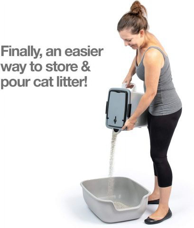 PetFusion BetterBin Portable Cat Litter Storage Bin Container with Wheels, For Dry Cat and Dog Pet Foods, Holds Up To 25 lb/10 Gallons, White