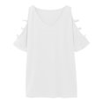 thumbnail image 5 of White Womens Tops Women's Off Shoulder 7 Quarter Sleeves Shirts for Women, 5 of 5