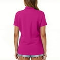 thumbnail image 4 of Qwertyu Women's Polo Shirts Short Sleeve Classic Lightweigth Work Blouses Summer Business Casual Tops Purple L, 4 of 5