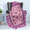 thumbnail image 4 of Afghan Soft Flannel Fleece Throw Blanket, Traditional Oriental Design with Simplistic Geometric Shapes Motif, Cozy Plush for Indoor and Outdoor Use, 70" x 90", Multicolor, by Ambesonne, 4 of 5