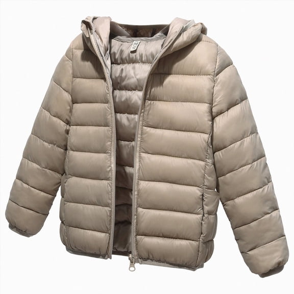 Gubotare Kids Winter Coat Girls Puffer Jacket Baby Warm Winter Coats Boys Packable Outerwear for School And Outdoor Activities (Khaki, 10-11 Years)