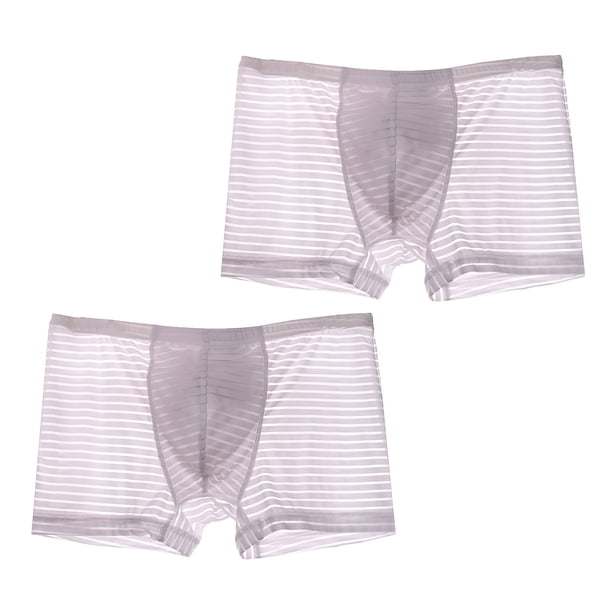 Calzoncillos Bóxer de seda helada para hombre, ropa interior Sexy fina y transpirable, 2 uds. Pompotops qyievc4279