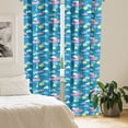 thumbnail image 2 of Ambesonne Cartoon Curtains, Style Clouds Dots, Pair of 28"x95", Sea Blue Pastel Yellow, 2 of 5