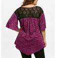 thumbnail image 2 of Anbech Cross V Neck Women Plus Blouse Solid Color Sexy Lace Stitching Ruffle Sleeve Shirt, 2 of 5