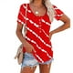 thumbnail image 1 of ICHUANYI Clearance Fashion Women Twill Button Neckline Short Sleeve Round Neck Casual T-shirt(Red, L) ICHUANYI WER2023081111229, 1 of 4