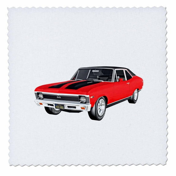 3dRose, 1968 Red Muscle Car, 8x8 inch quilt square
