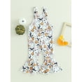 thumbnail image 2 of Wassery Baby Girls Halloween Romper Pants Sleeveless Flower Pumpkin Print Long Jumpsuit Toddle Summer Bell-Bottoms Pants 6M-4T, 2 of 8