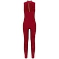 thumbnail image 2 of Haitryli Kids Girls Full Length Unitard  Shiny Rhinestone Sleeveless Gymnastics Leotard Jumpsuit Catsuit Dancewear Burgundy 8, 2 of 5