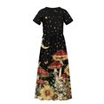 thumbnail image 6 of Uourmeti Mushroom Frog Moon Night Print Dress for Girls Short Sleeve Loose Casual Holiday Dresses Elegant Maxi Floor Length A-Line Dress, Size 11-12 Years, 6 of 7