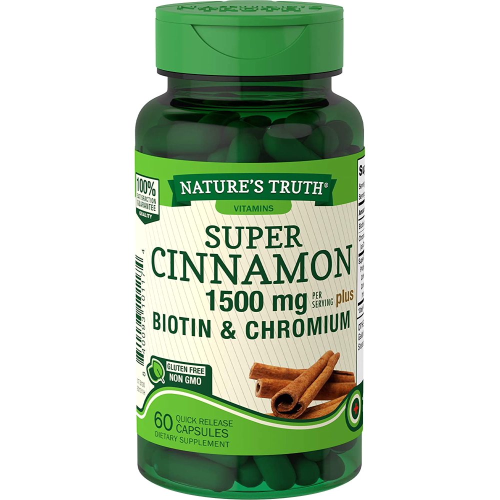 Cinnamon Capsules Plus Chromium & Biotin 1500mg 60 Powder Pills