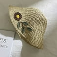 thumbnail image 3 of COCOpeaunt Fashion Women Summer New Womens Sun Hat Bucket Cap Beige Flowers Ribbon Flat Top Straw Hat Beach Caps Panama Lady Hat Outdoor, 3 of 6