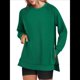 thumbnail image 3 of Sudaderas de Gran Tamaño para Mujer, Cuello Redondo, Larga, Sudaderas con Cremallera Lateral, Ropa de Otoño 2025 Verde Oscuro L, 3 of 9