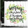 thumbnail image 4 of Ambesonne Christmas Shower Curtain, Wreath Red Berries, 69"Wx70"L, White Green, 4 of 5