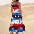 thumbnail image 4 of Women's Lightweight Sleeveless Dress Casual Patriotic Print, Long Beach Sundress with Pocket Design, Ideal for Summer Holidays,Cyan XL, 4 of 4