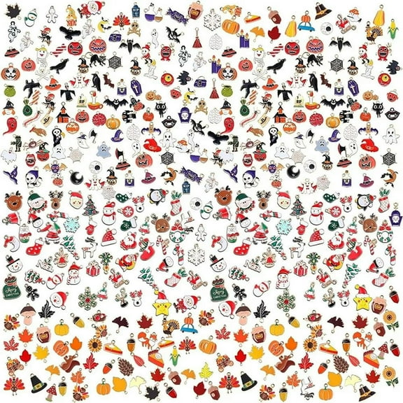 U8MO Enamel Halloween Charms Gold Pendants Christmas Jewelry Making Mixed Set 300pcs