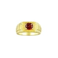 thumbnail image 1 of RYLOS Men's Ring Yellow Gold Plated Silver Ring, 7MM Round Shape Gemstone Designer Style Rings Garnet January Birthstone Rings Silver Size 13, 1 of 7