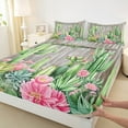 thumbnail image 3 of Castle Fairy Botanical Cactus Full Size Sheets 4-Piece for Female Men Adults,Chic Floral Blossoms Breathable Bed Sheets,Rustic Lodge Cabin Lightweight Sheet Sets,Breathable Home Decor, 3 of 7