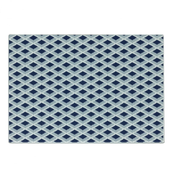 Ikat Cutting Board, Traditional Classic Pattern in Blue Tones and Modern Style Ethnic, Decorative Tempered Glass Cutting and Serving Board, Small Size, Pale Blue Navy Blue, by Ambesonne