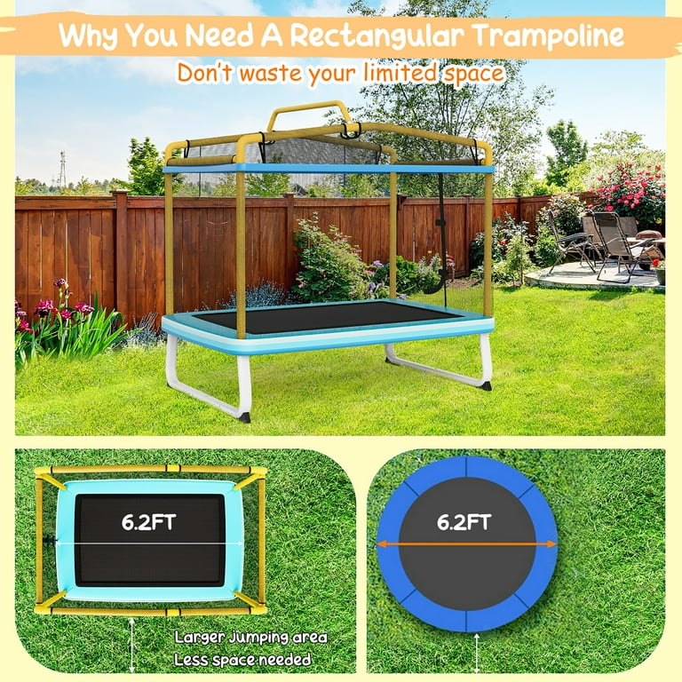 Gymax 3-in-1 Toddler 6FT Outdoor Trampoline with Swing, Bar Gymax 3-in-1 Toddler 6FT Outdoor Trampoline with Swing, Bar