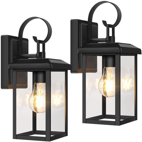 Luminarias de pared para exterior BesLowe, paquete de 2, impermeables, negras