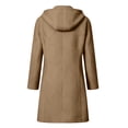thumbnail image 4 of Women's Wool Blend Coat Mid-Length Lapel Button Down Trench Coat with Hood Pocketed Woolen Hooded Overcoat for Fall Winter Daily Wear(Khaki,M), 4 of 6