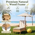 thumbnail image 4 of UBesGoo Toddler Patio Chaise Lounge Chair with Canopy Umbrella, Kids Wooden Sunbed with Cushion for Backyard, Brown & Beige Striped Design, 4 of 19