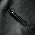 thumbnail image 6 of IROINNID Men's Long Sleeve Faux Leather Stand Collar Short Jacket Solid Color Loose Warm Thickened Leather Long Jacket Pocket Slim Top Coat, 6 of 6