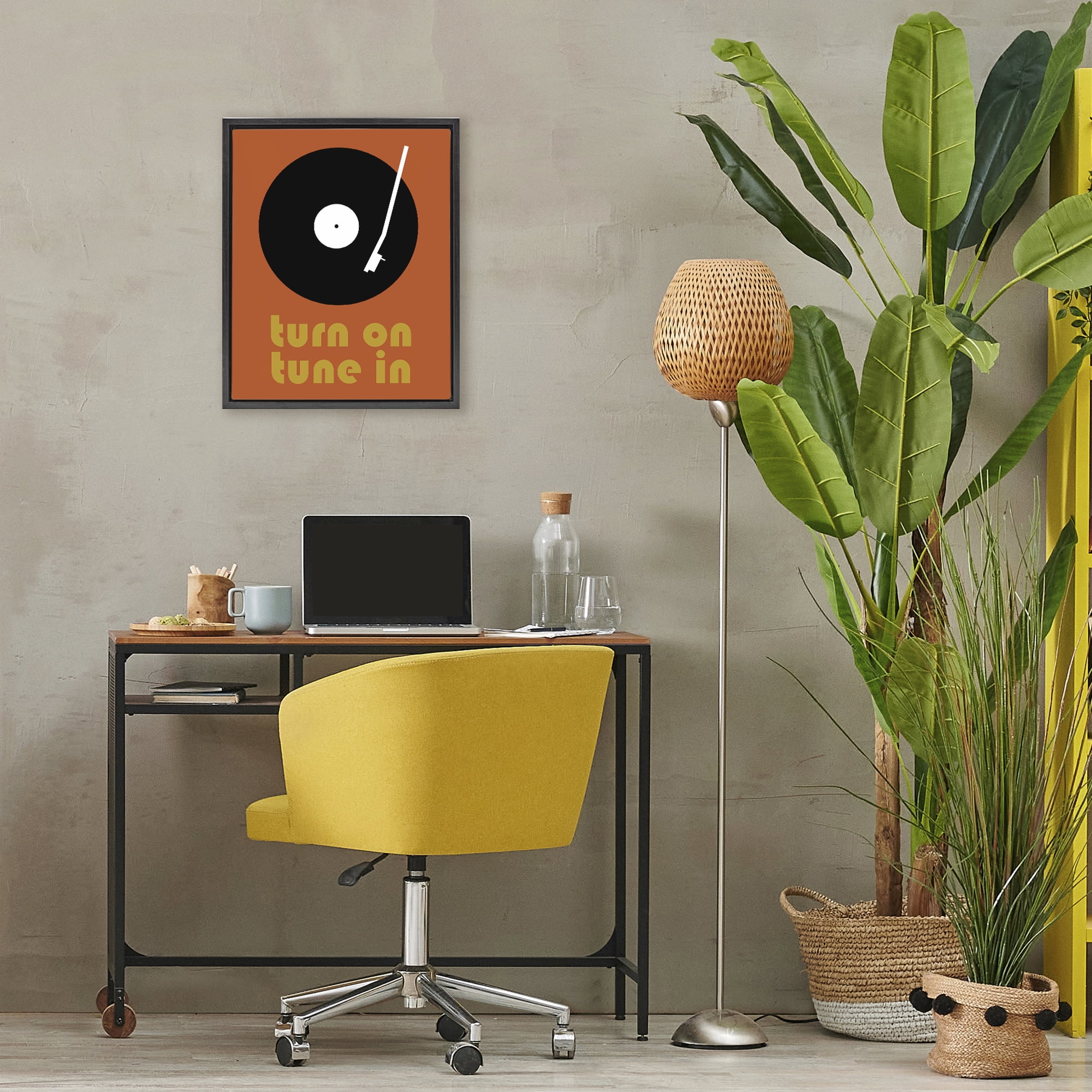 Stupell Industries Turn On Tune In Black Framed Floater Canvas Wall Art, design by Tom Quartermaine