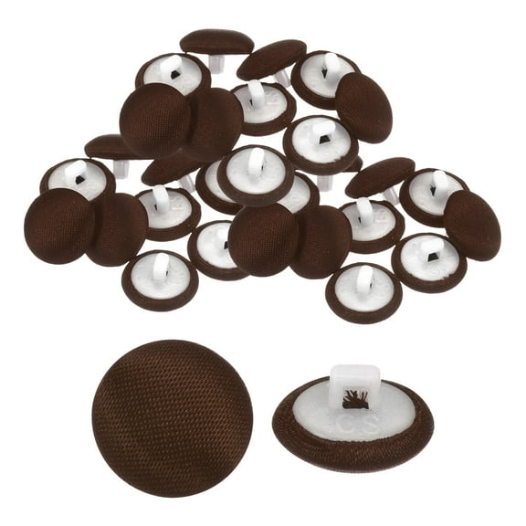 Uxcell 30pcs Satin Buttons 0.5" Smooth Satin Covered Round Buttons with Shank for Bridal Wedding Dress, Brown