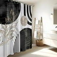 thumbnail image 6 of Zrodlmo Boho Shower Curtain with Hooks, Modern Waterproof Fabric Bathroom Curtain, 72" x 72", Black White, 6 of 8