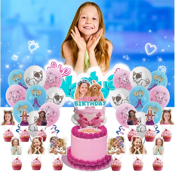 Like Nastya Party Supplies Latex Balloons Decor Banner Backdrop Kit Birthday Decorations