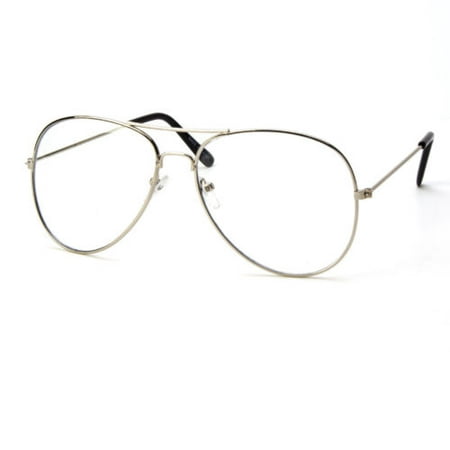 Clear Lens Aviator Eyeglasses Men Women Gold Black Metal  Classic Retro Vintage