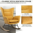 thumbnail image 4 of Aibecy Modern Upholstered Rocking Chair with High Backrest, Wooden Base, and Armrests, Brown, 4 of 7