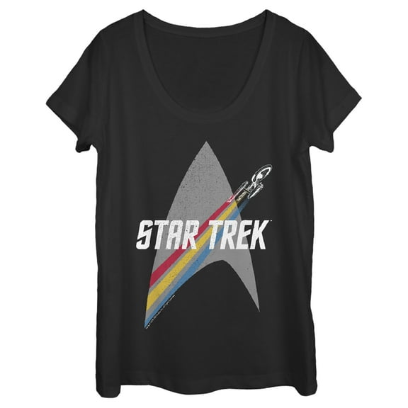 Women's Star Trek Enterprise Starfleet Rainbow Streak  Scoop Neck Black 2X Large