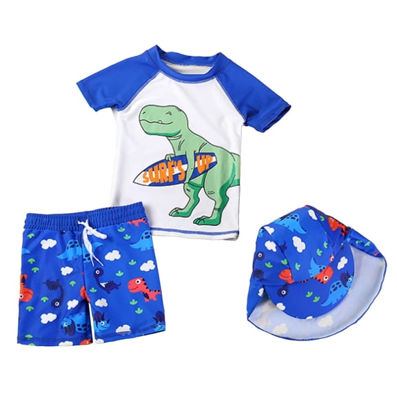 Gerichy Boys Swim Set, 2T 3T 4T 5T Swimsuit Boys Toddler Boys Bathing Suit Letter Short Sleeve Swimwear Dinosaur Swim Trunk Two Pieces Swimsuit Split Short Sleeve Swimsuit