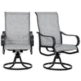 thumbnail image 1 of 2-Piece Swivel Patio Dining Chairs Set, 360° Rocking Outdoor Chairs with Steel Frame, Breathable Mesh & S-Shape Backrest, 42.1"H Dark Grey Seating for Backyard, Garden, Porch, 1 of 7