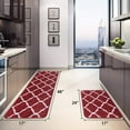 thumbnail image 2 of Newlake 2 Piece Microfiber Kitchen Rug Set Moroccan Trellis Non-Slip Soft Bathroom Rugs (Red, 17"x48"+17"x24"), 2 of 5