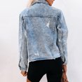 thumbnail image 4 of Chaqueta vaquera Vintage para mujer, Tops informales de manga larga, cuello vuelto, prendas de vestir, abrigo corto suelto para mujer, primavera y otoño, 4 of 4