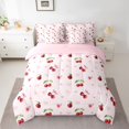 thumbnail image 2 of jejeloiu Cartoon Bow Cherry 7-Piece Twin Bedding Sets,Pink Cute Bowknot Bedding Comforter Set For Girls Kids Reversible, 2 of 8