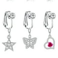 thumbnail image 2 of HOOUN New Zircon Perforated False Bellybutton Ring Bellybutton Stud Jewelry Ear Clip-24#, 2 of 3