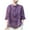 Purple, variant on Women's Elbow Length Sleeve Blouse Collared Solid Color Top 3/4 Sleeve Casual Shirt Comfortable for Work or Weekend