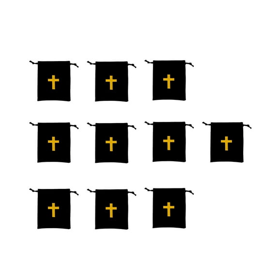 RUISINERY Pack Of 10 Velvets Bags Rosary Bags Jewelry Pouches Featurings Crosses Designs For Jewelry Storage
