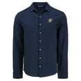 thumbnail image 2 of Men's Cutter & Buck Navy Houston Astros Knitted Advantage Tri-Blend Eco Soft Pique Long Sleeve Button-Up Shirt, 2 of 3