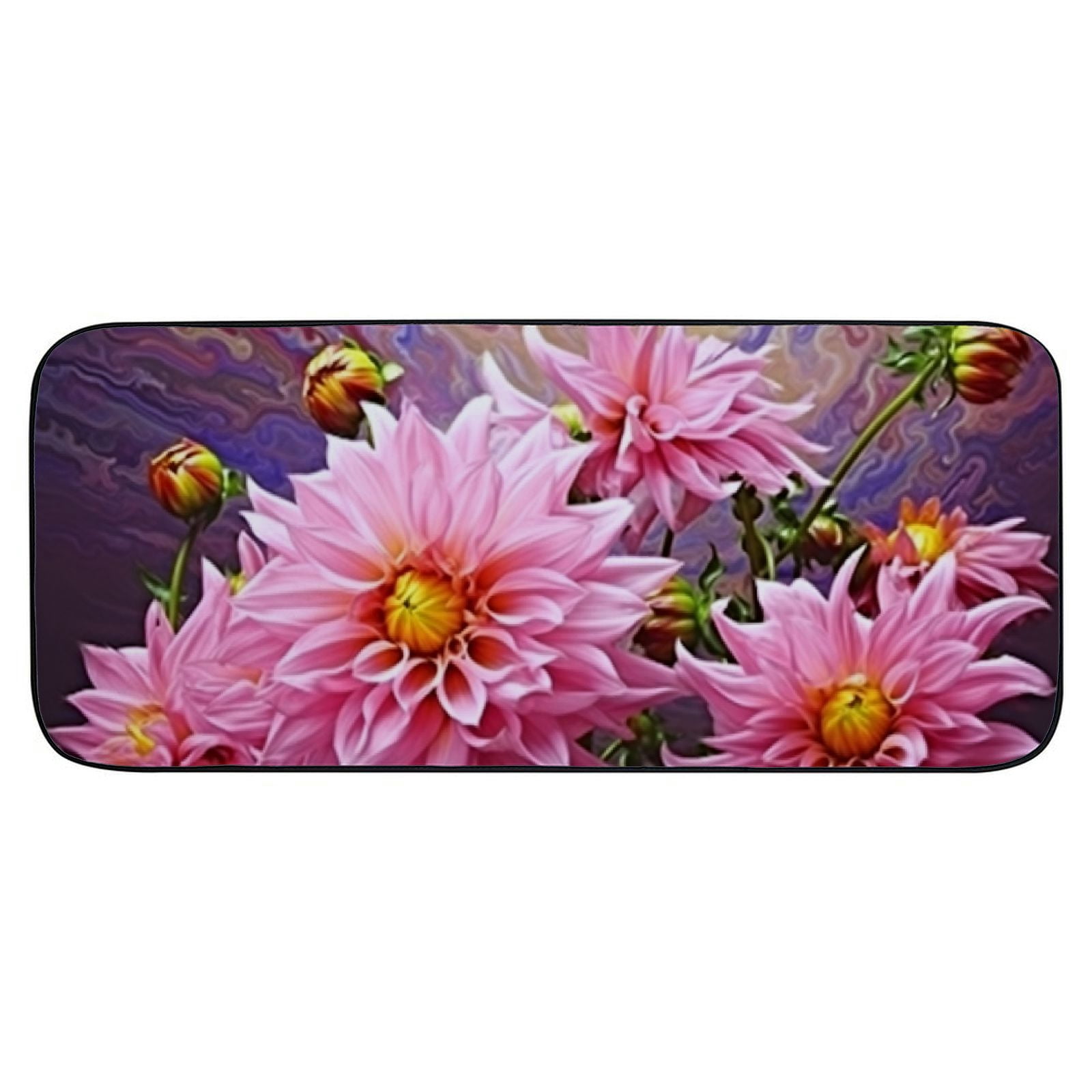 Heduofu Decorative Door Mat, Door Mat with Non-Slip Rubber Backing, Easy Cleaning, Traps Dirt, for Entry, Patio, Garage- Dahlias Autumn Pink Purple Pink Flower 19.68*47.24 in