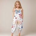 thumbnail image 2 of Gubotare Romper Girls Girls Jumpsuits Kids Fashion Ruffle Sleeves Crew Neck Rompers Drawstring Overalls with Pockets Size 7-8 (Blue,7-8 Years), 2 of 5