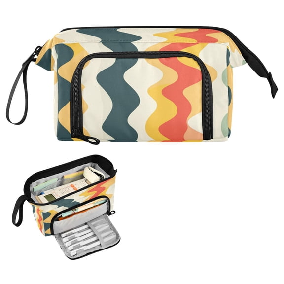 Nylon Fish Mouth Pencil Case with Large Capacity Zipper Pencil Pouch Colorful Serpentine Pattern Pencil Bag Organizers
