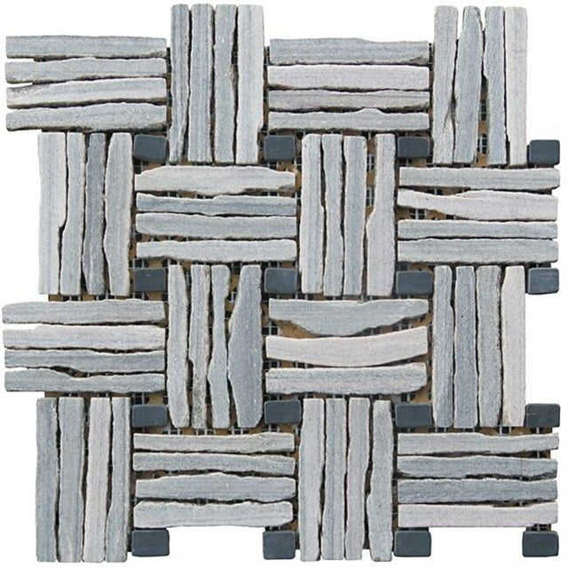 Intrend Tile LS013-G Quartzite Basketweave Interlocked Mosaic Blend - Green